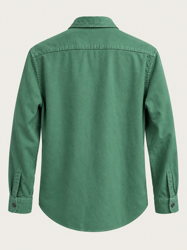 HARTFORD PACO PAT CHAMOIS TWO-POCKET SHIRT IN IRISH GREEN