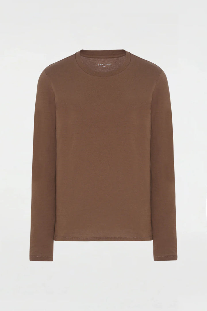 Brown long-sleeve shirt on a white background
