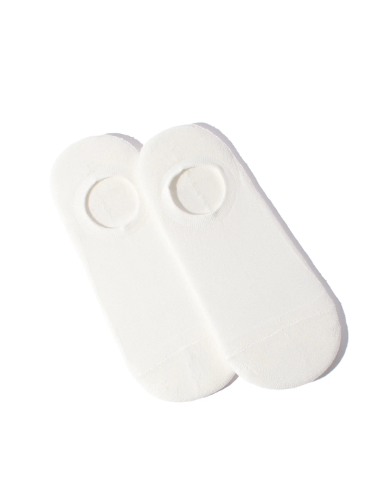 Pair of white socks on a white background