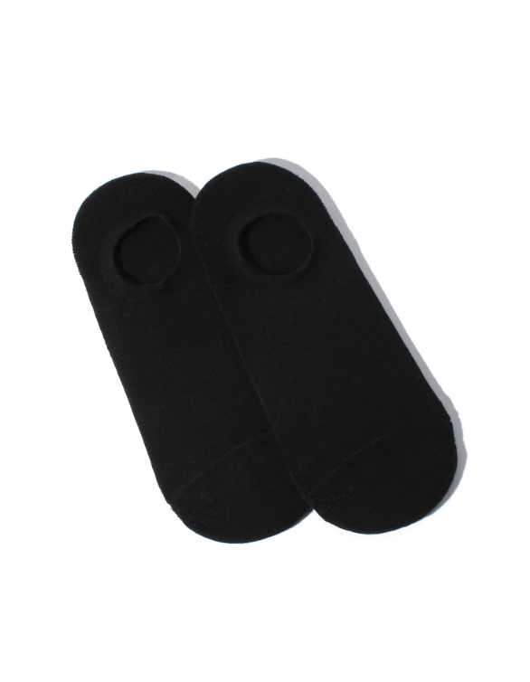 Two black ankle socks on a white background