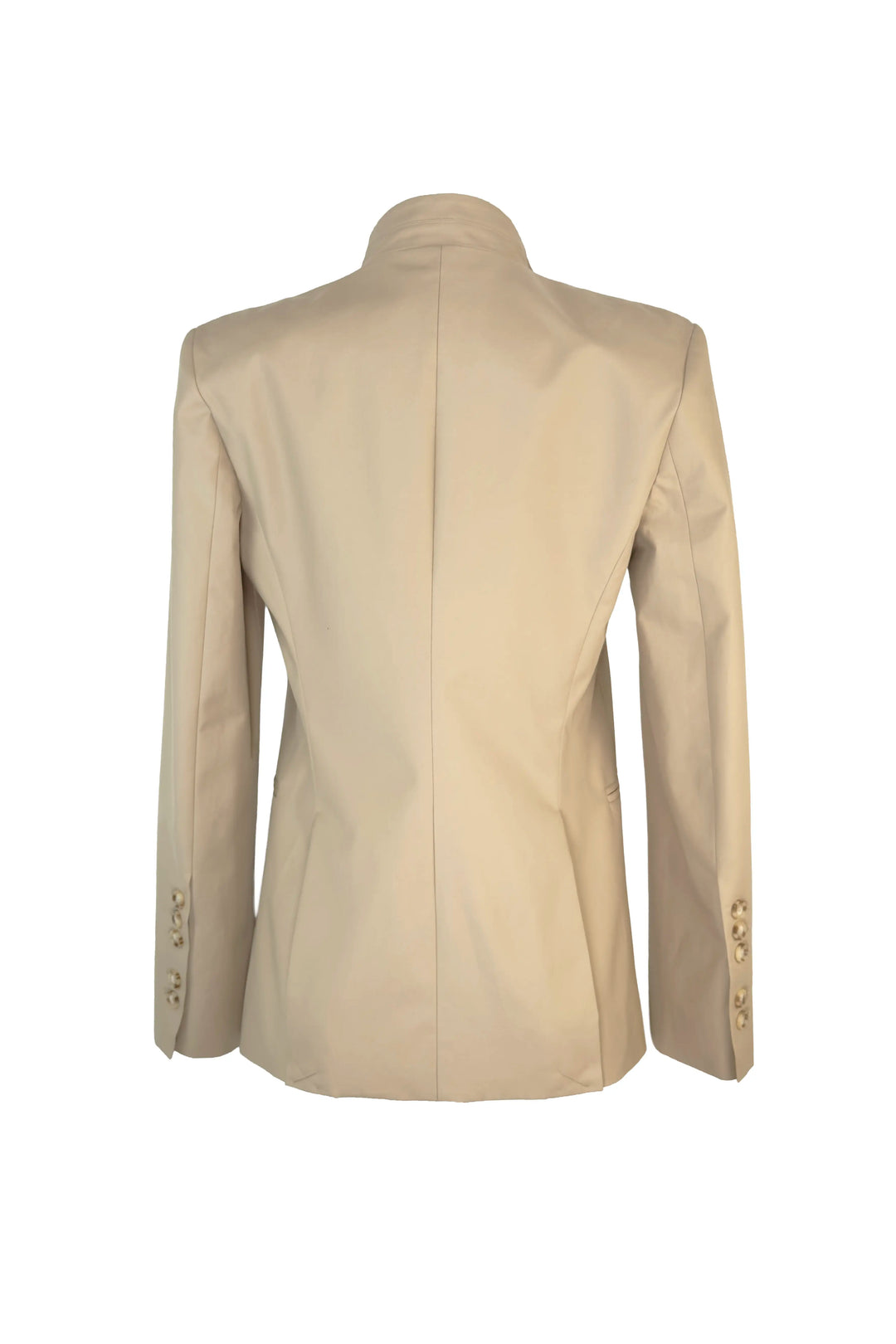 Beige blazer on a mannequin against a white background