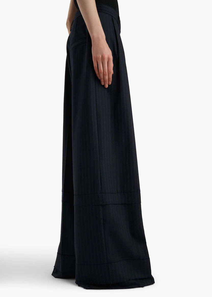 Black wide-leg pants on a white background