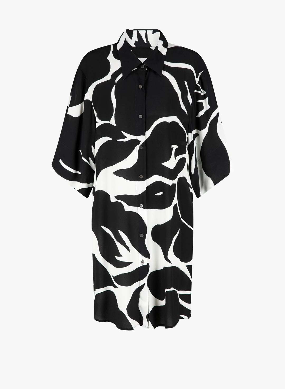 Black and white patterned dress on a white background