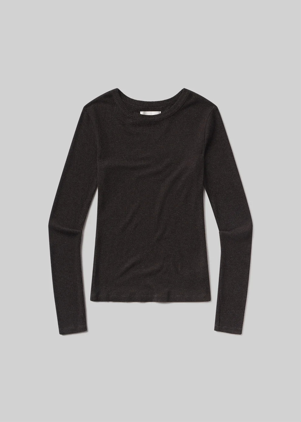 Black long-sleeve shirt on a gray background