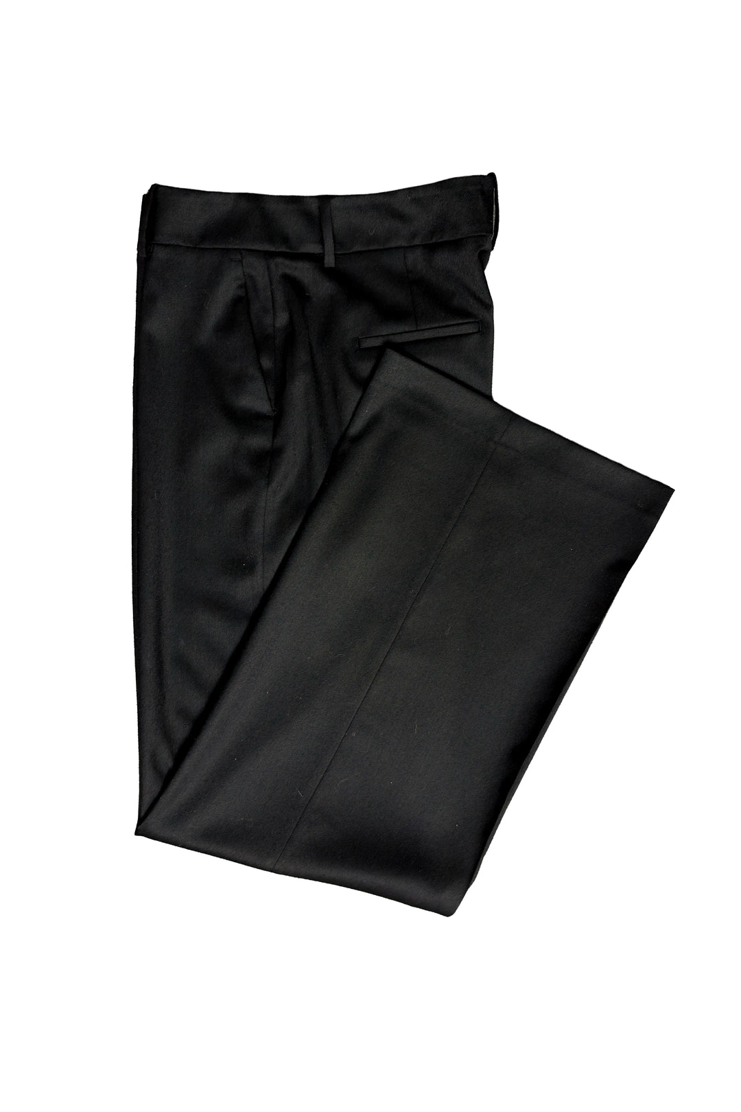 Black satin skirt on a white background