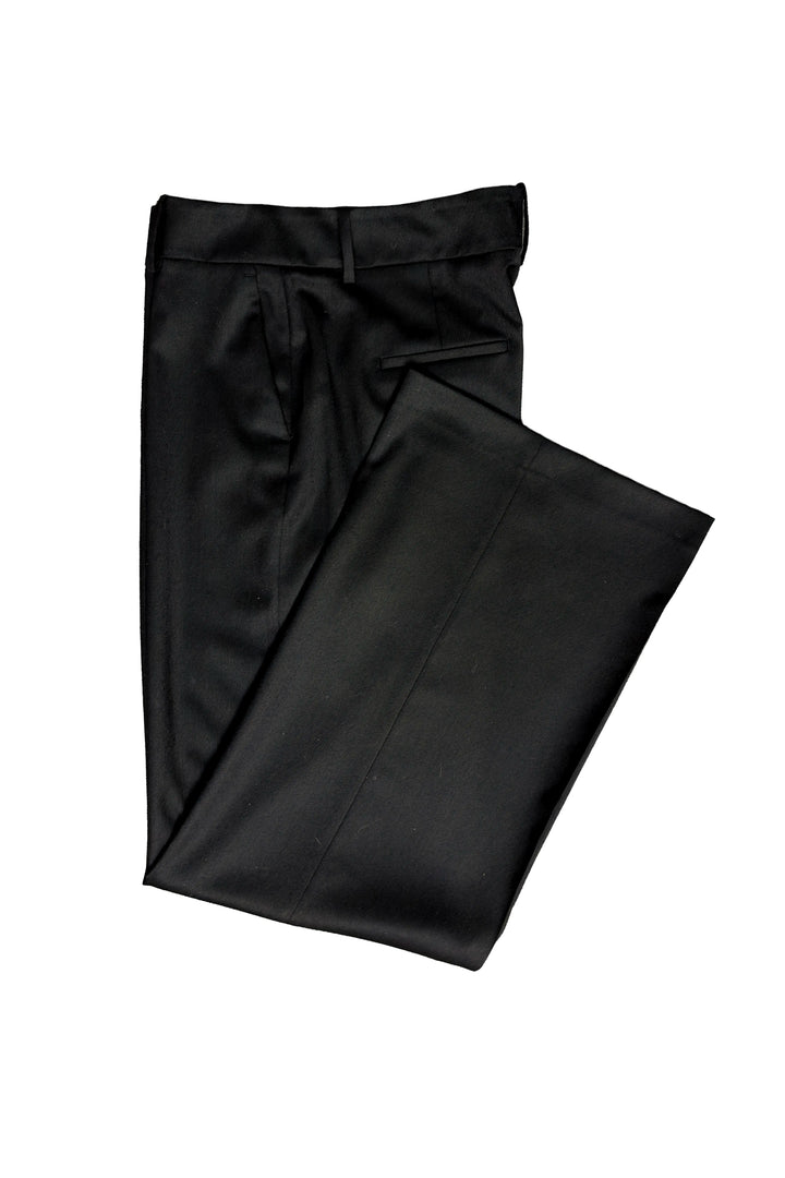 Black satin skirt on a white background