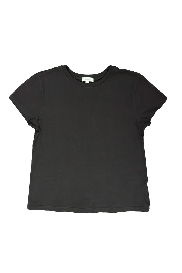 Black t-shirt on a white background
