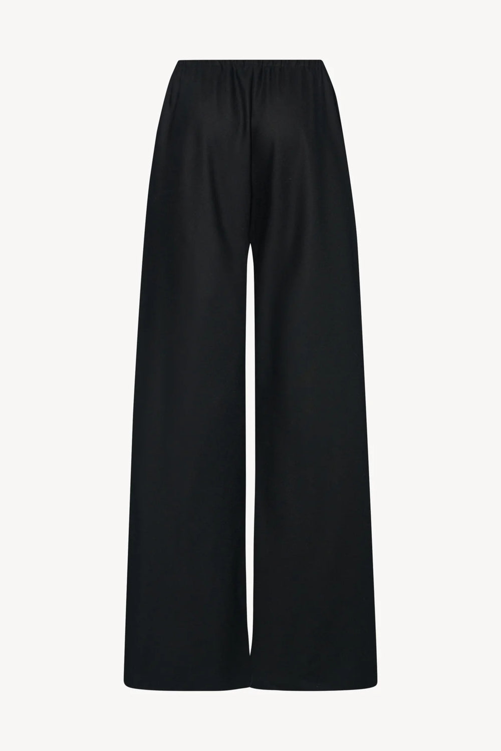 Black wide-leg pants on a white background