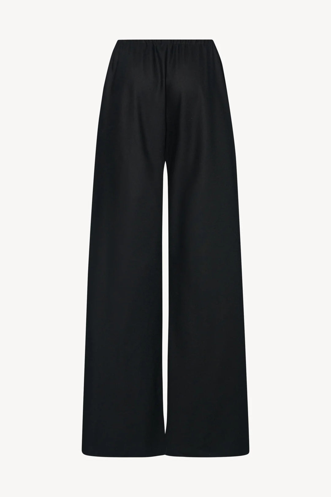 Black wide-leg pants on a white background