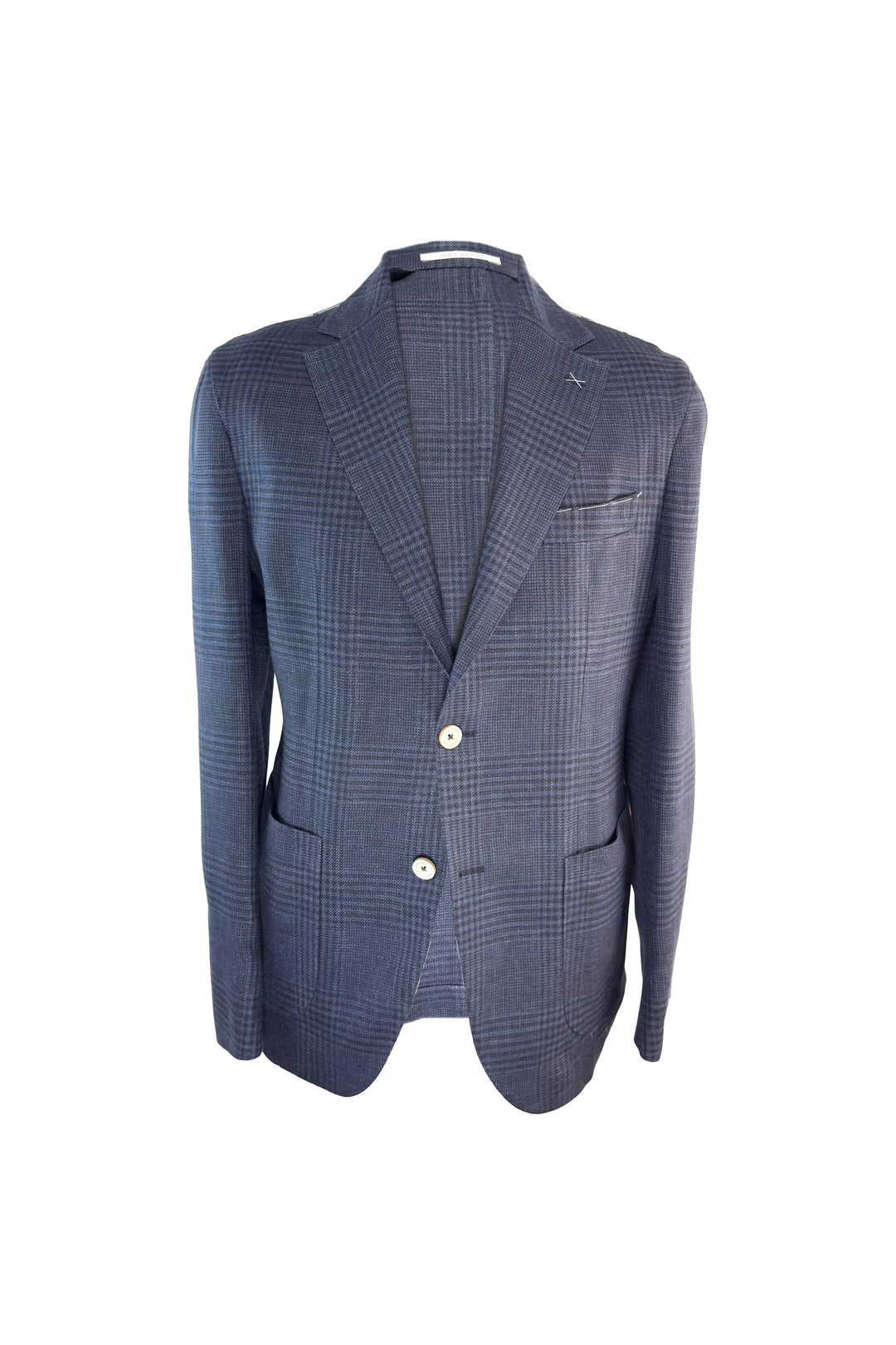 Blue checkered blazer on a white background
