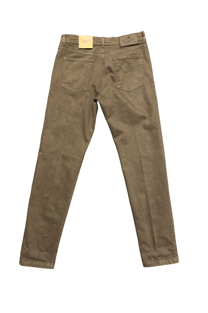 Brown pants with a belt on a white background