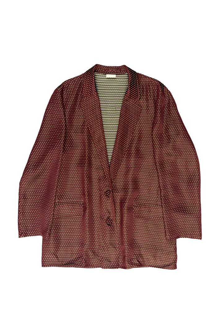 Brown patterned jacket on a white background