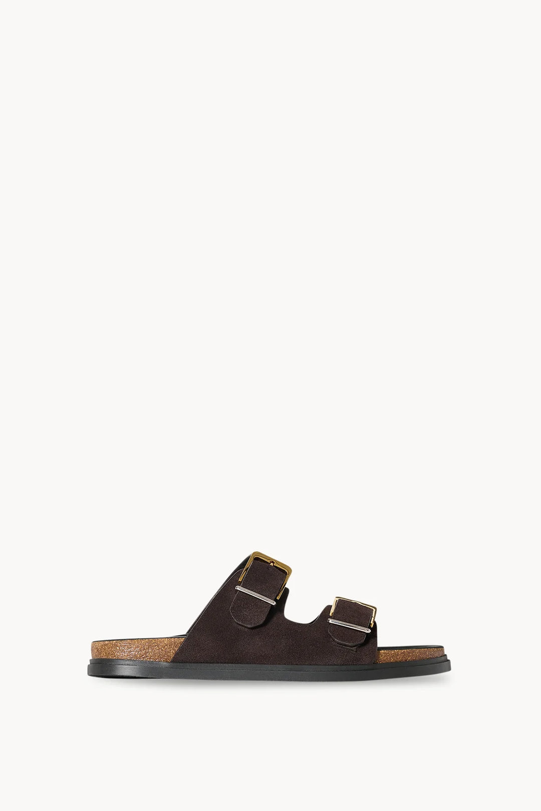 Brown sandal with a strap on a white background