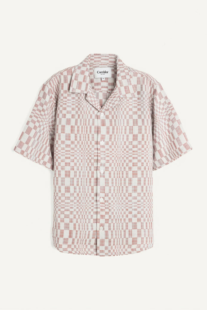 Checkered shirt with short sleeves on a white background