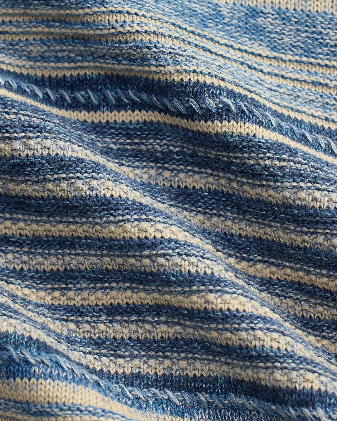 Close-up of blue and gray striped fabric
