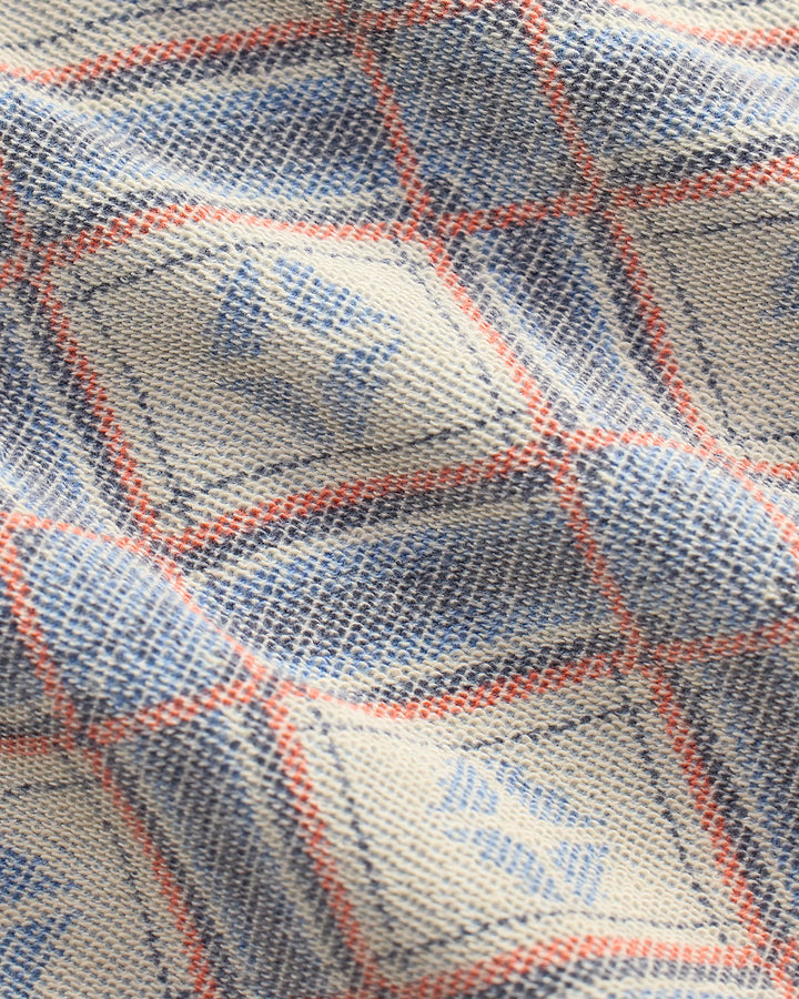Close-up of blue and red checkered fabric texture
