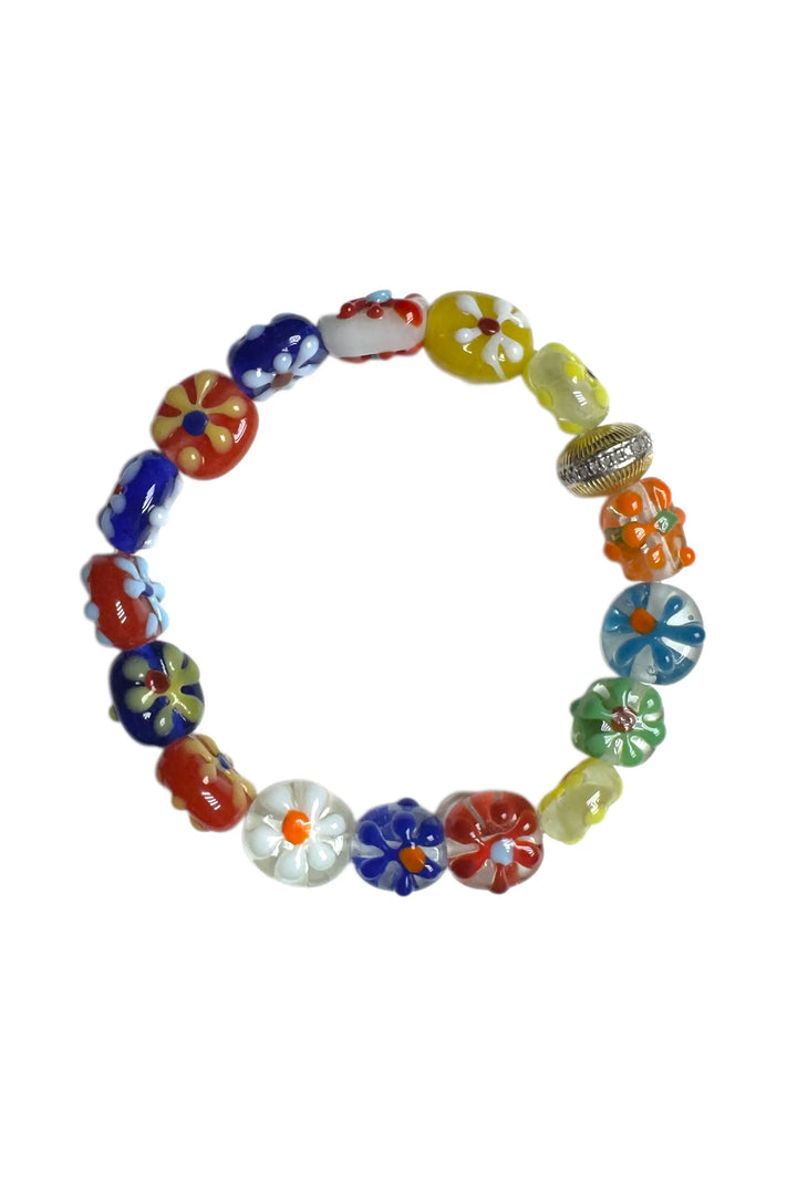 Colorful beaded bracelet on a white background