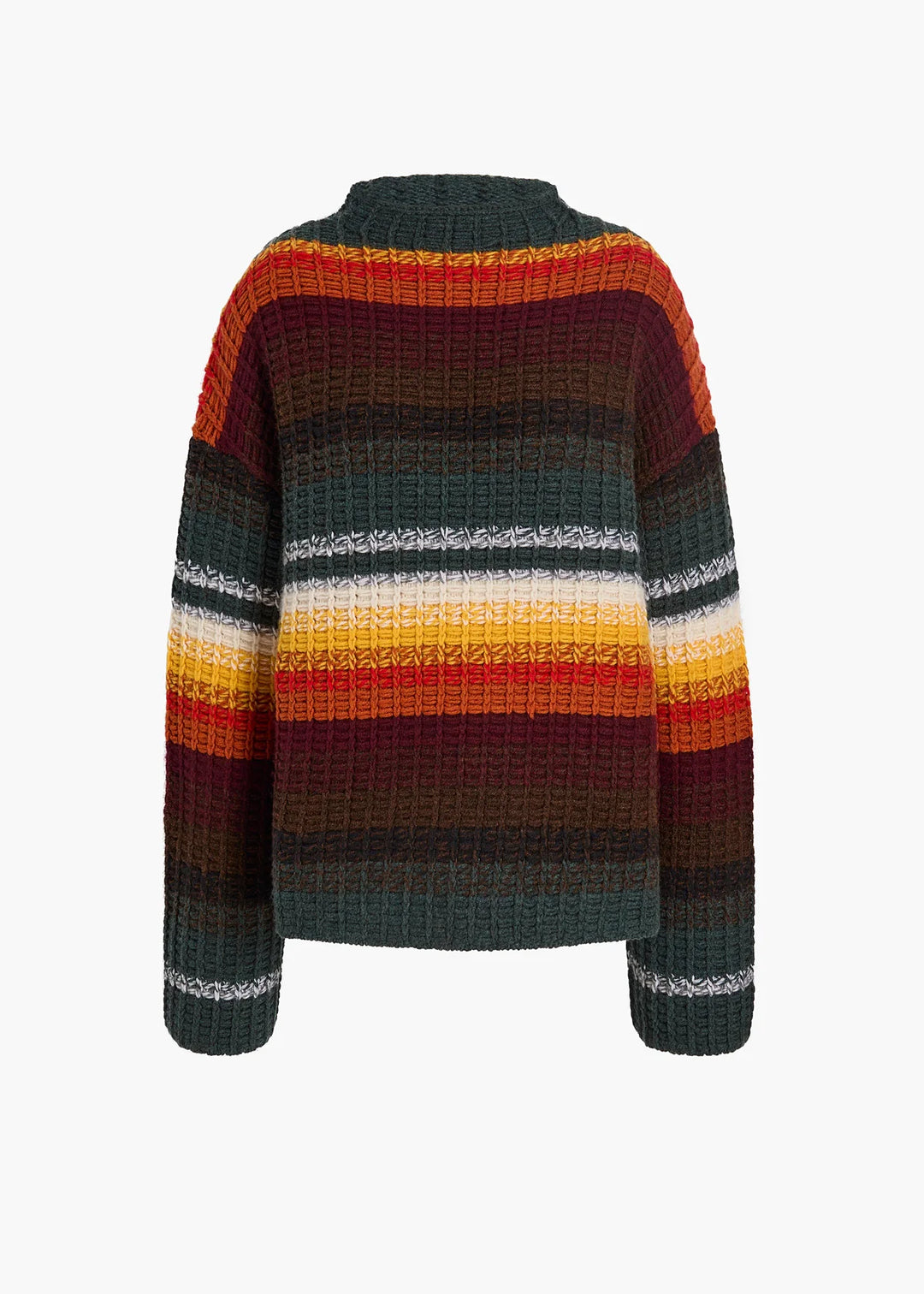 Colorful striped sweater on a white background