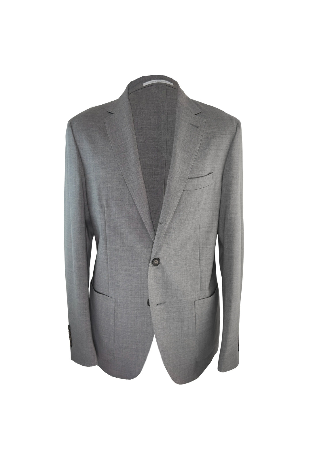Gray suit jacket on a white background