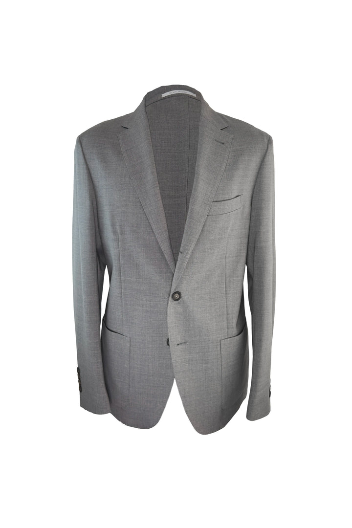 Gray suit jacket on a white background