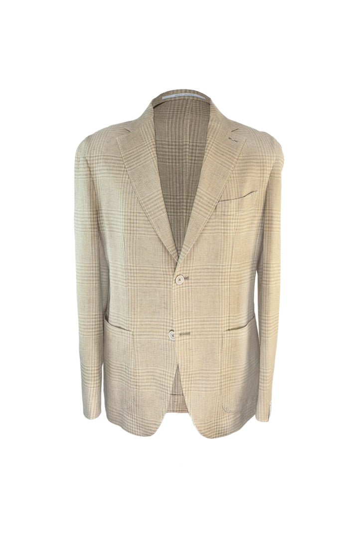 Beige checkered blazer on a white background