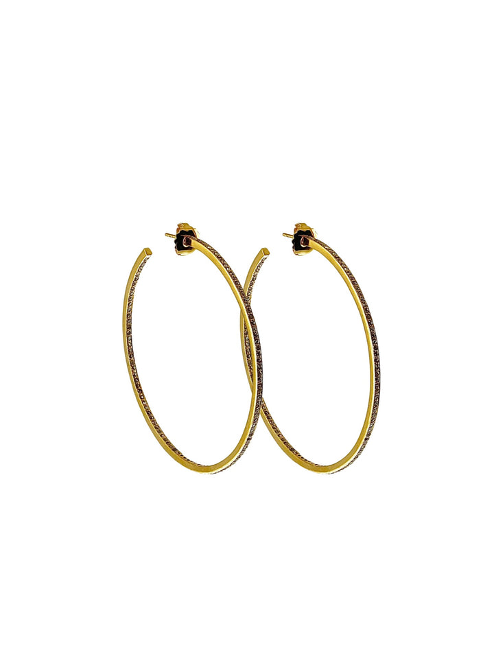 The Woods Fine Jewelry 14kt Gold Over Brass Large Single Pave Hoop Earrings