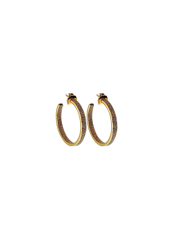 The Woods Fine Jewelry 14kt Gold Over Brass Small Double Pave Hoop Earrings