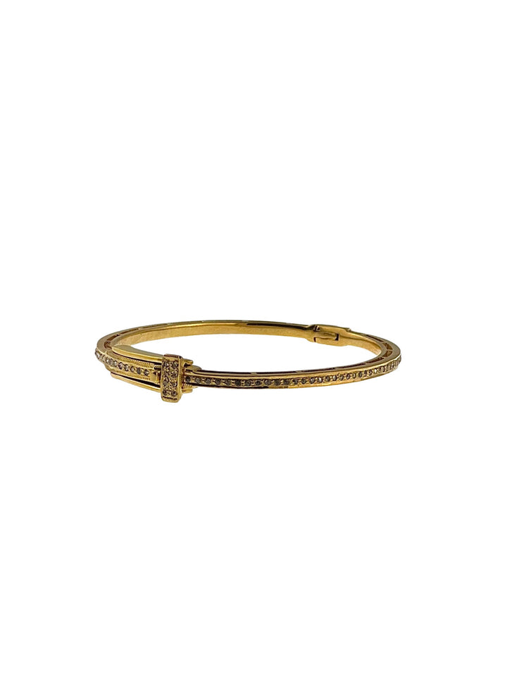 The Woods Fine Jewelry 14kt Gold Over Brass Single Pave Bracelet