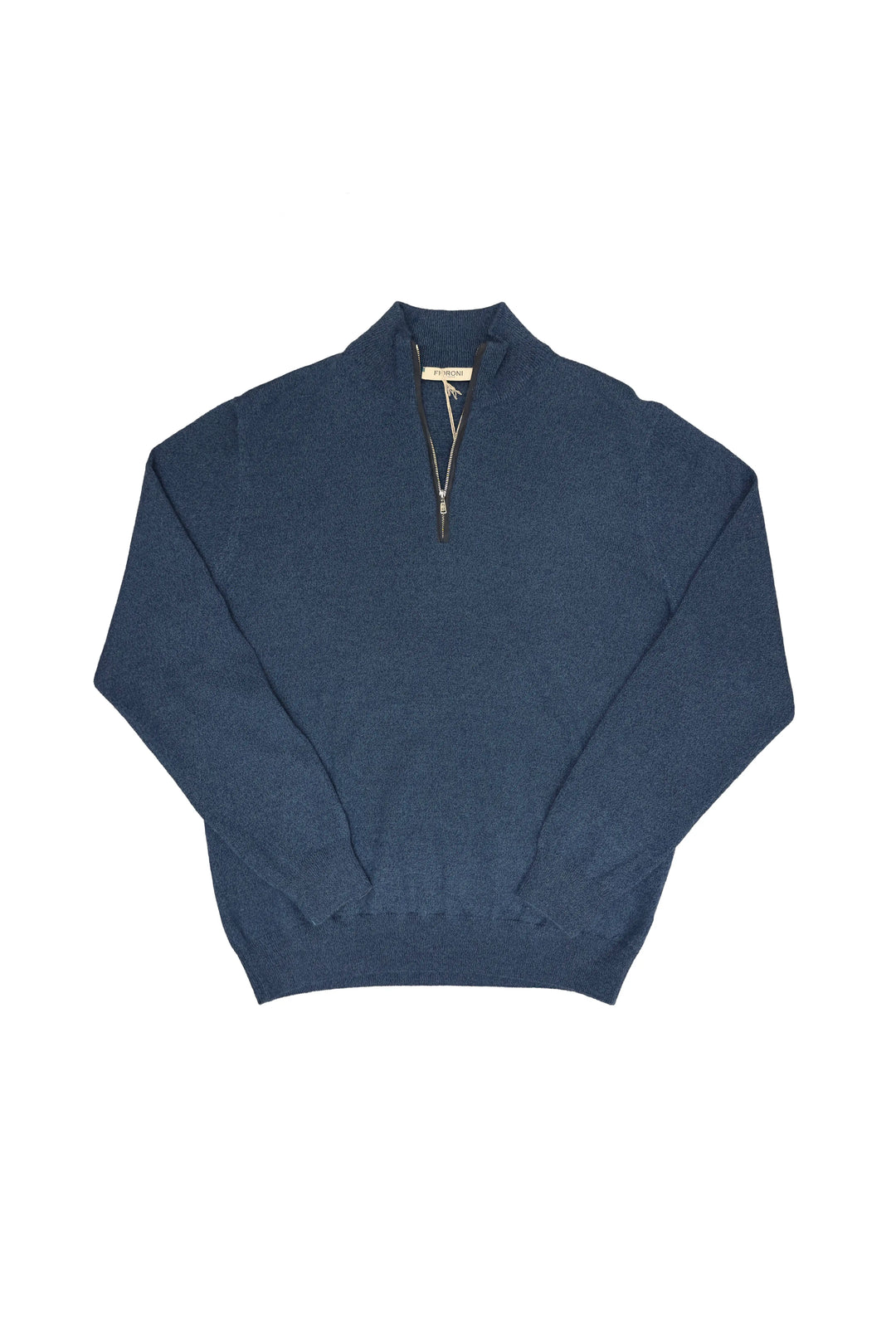 Blue sweater with a zipper on a white background