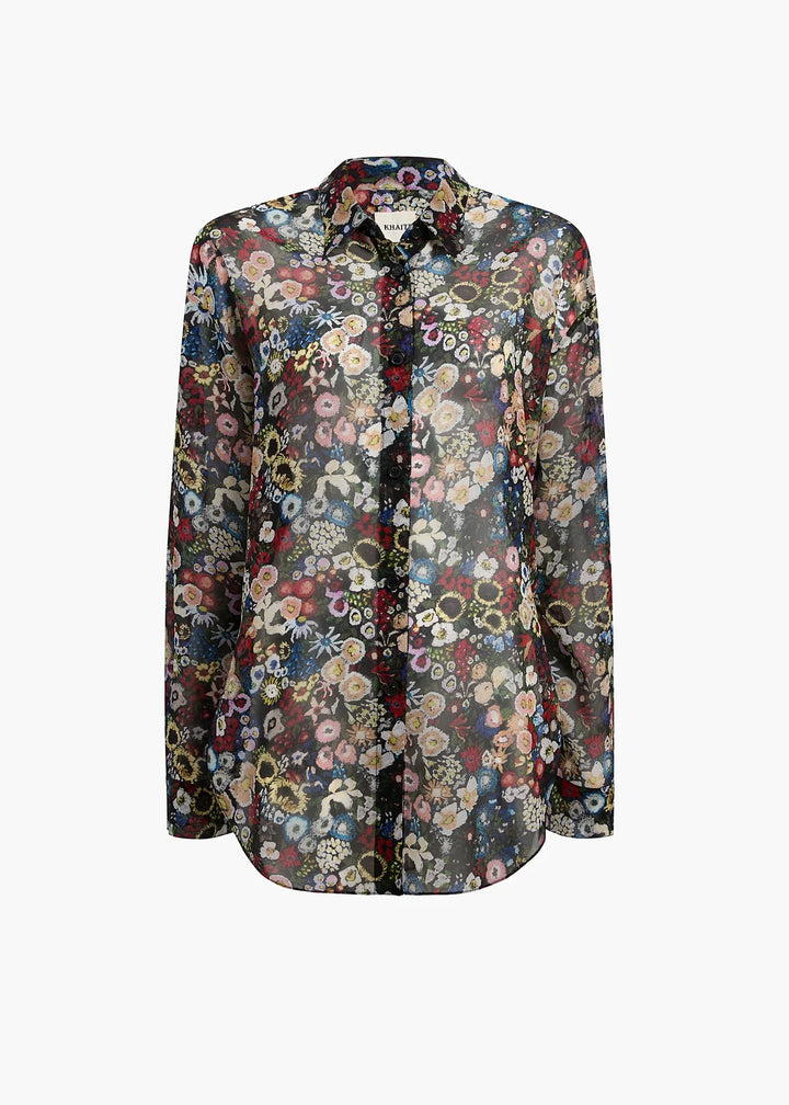 Floral patterned shirt on a white background