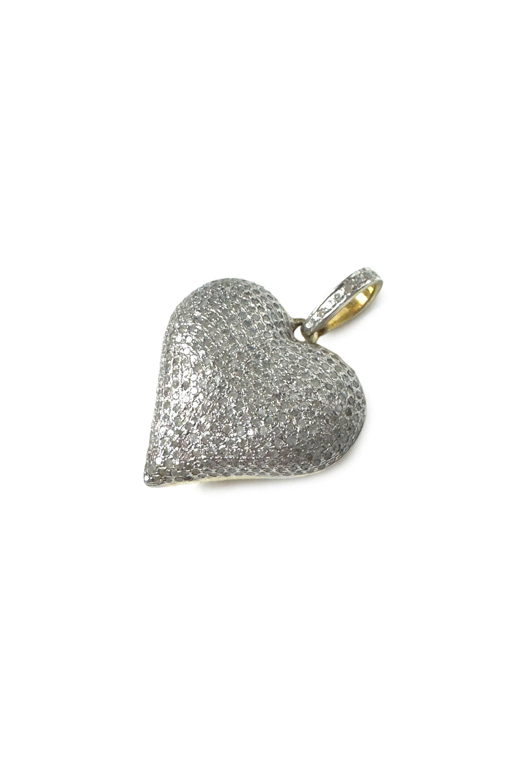 Heart-shaped diamond pendant on a white background