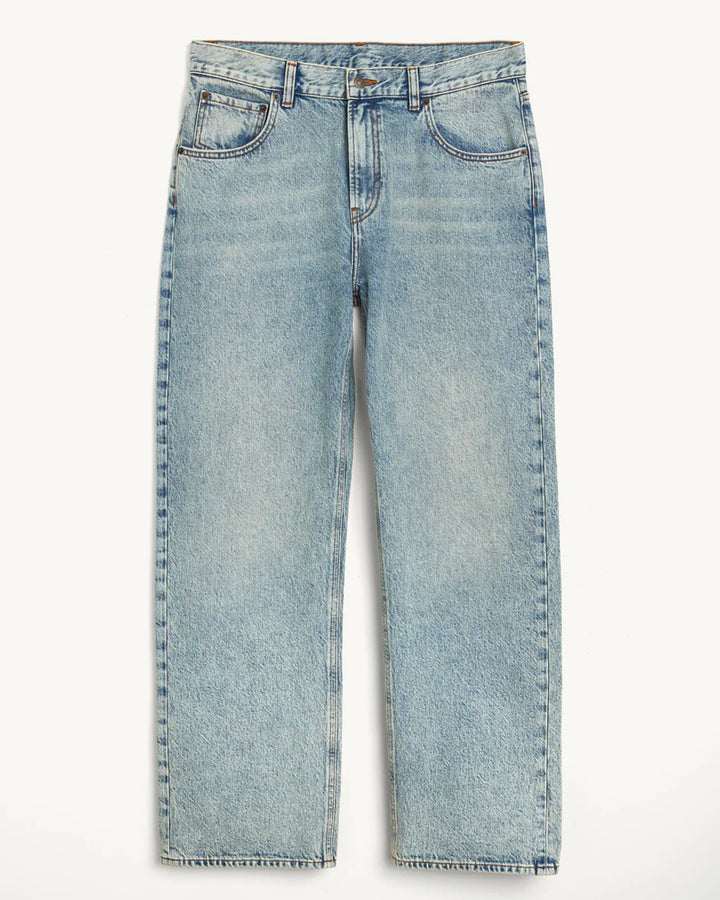 Light blue jeans on a white background