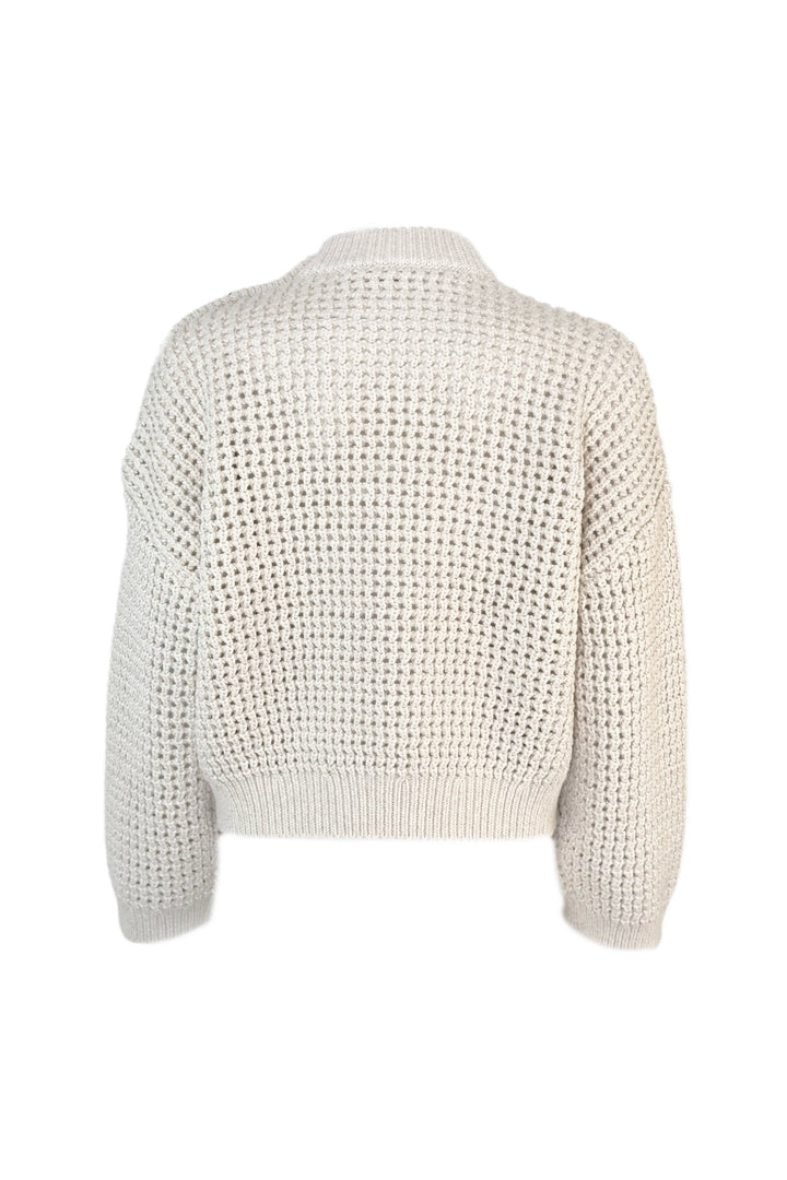 Light gray knit sweater on a white background