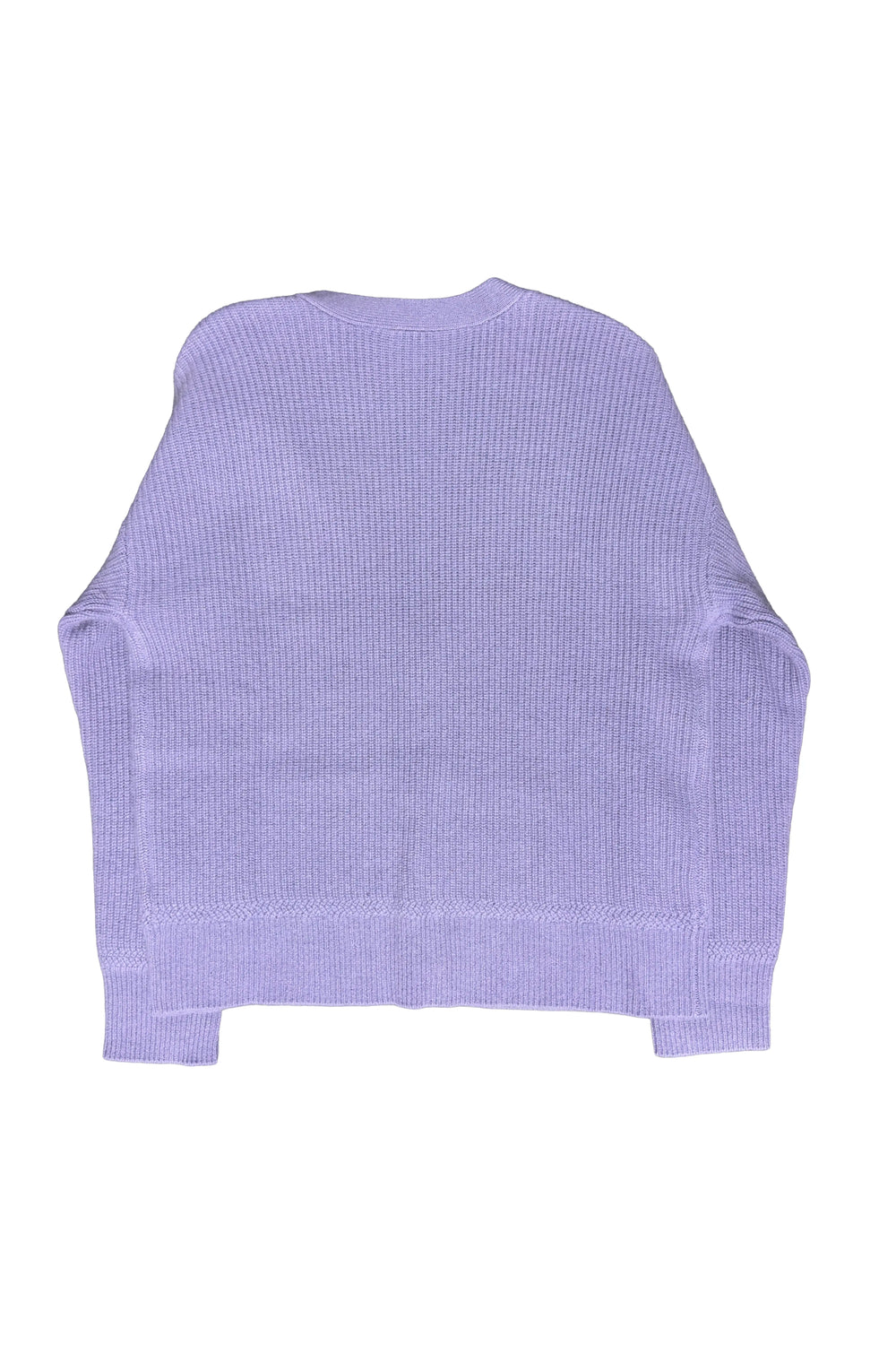 Light purple ribbed sweater on a white background