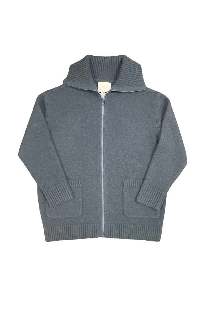 Gray zip-up hoodie on a white background