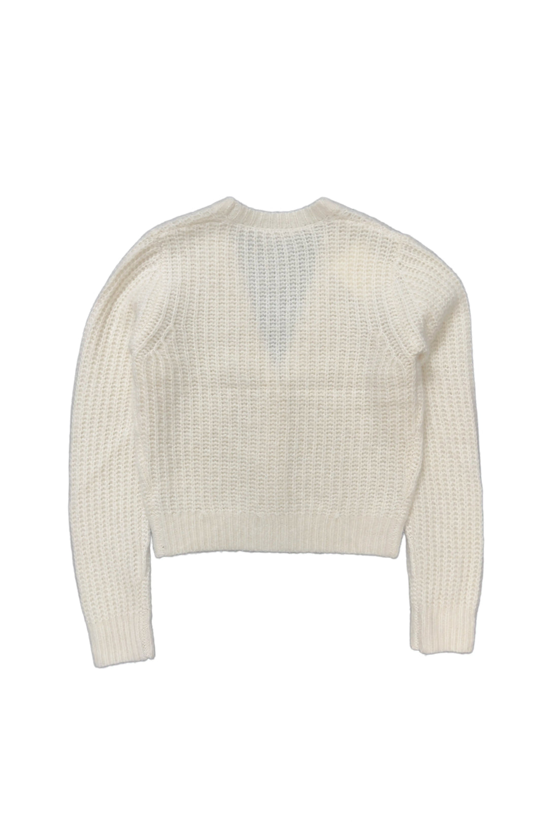 White knit sweater on a white background