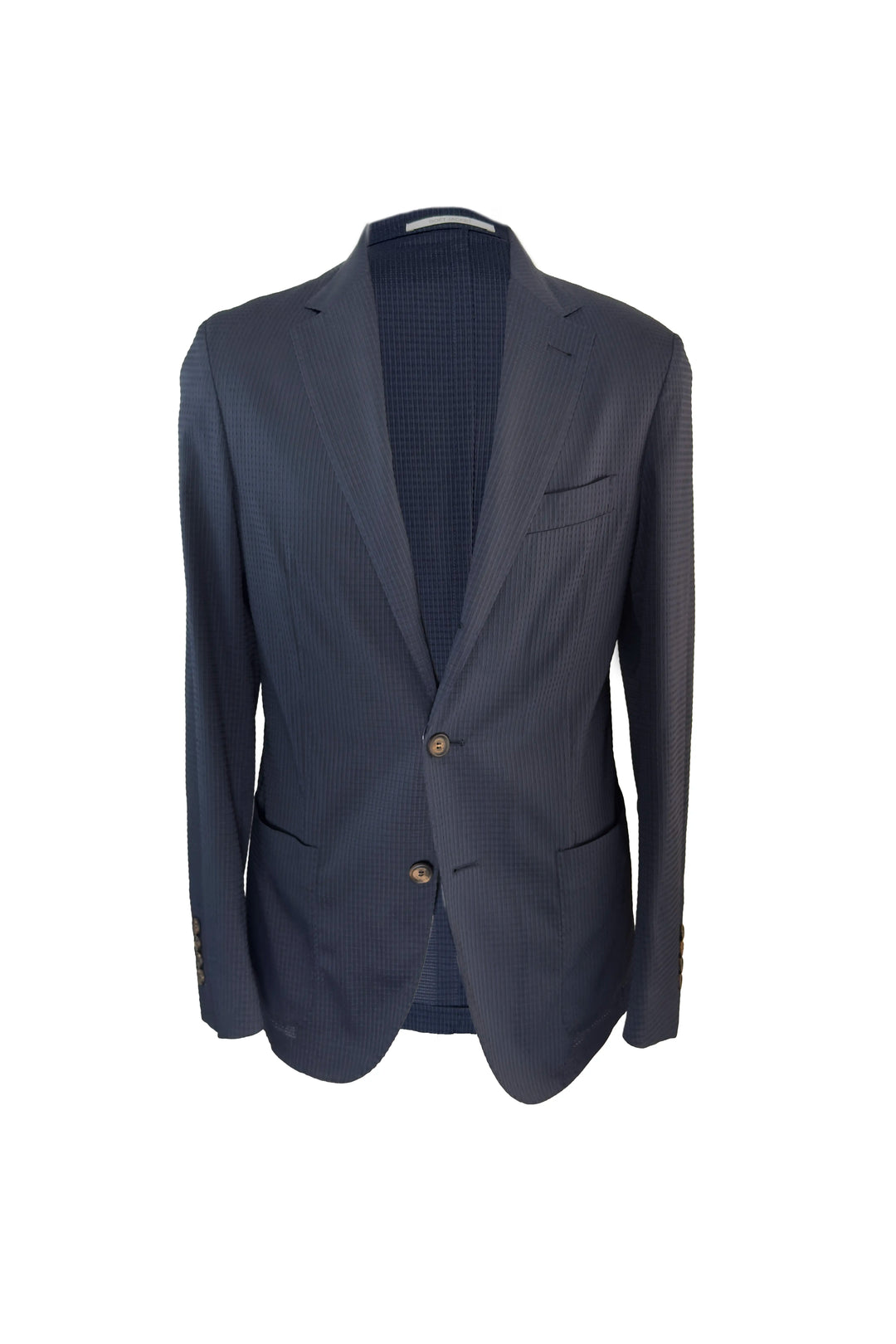 Navy blue blazer on a white background