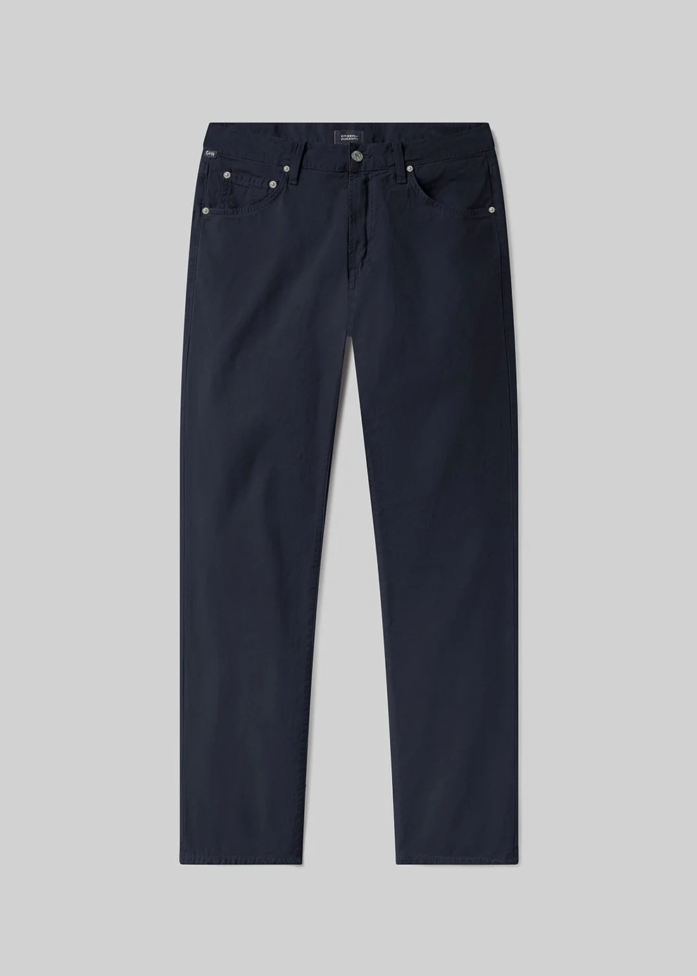Navy blue pants on a light gray background
