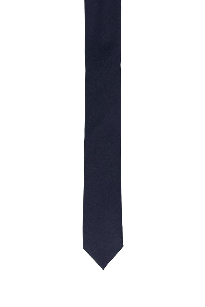 Navy blue tie on a white background