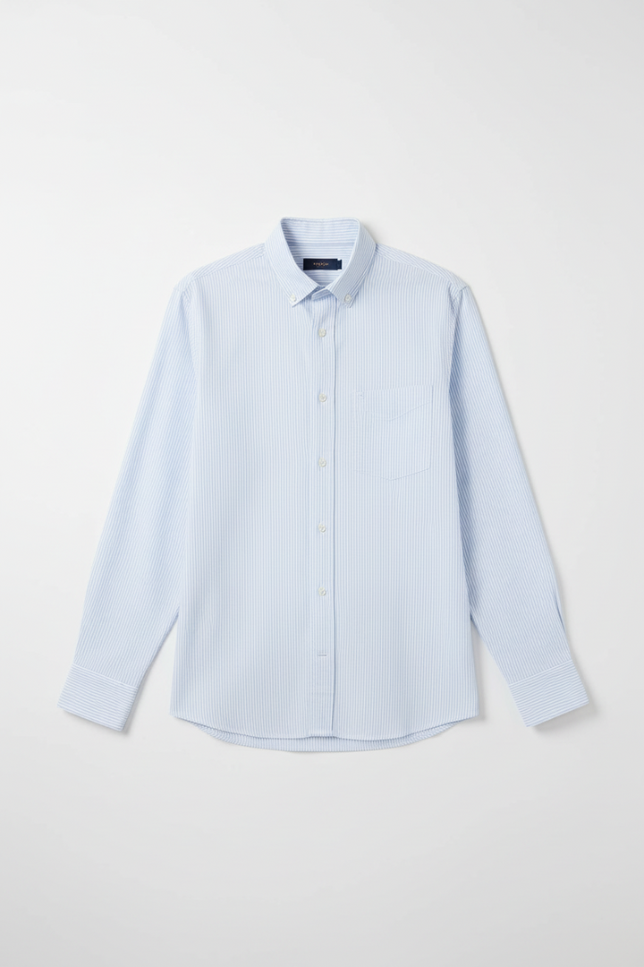 Light blue dress shirt on a white background
