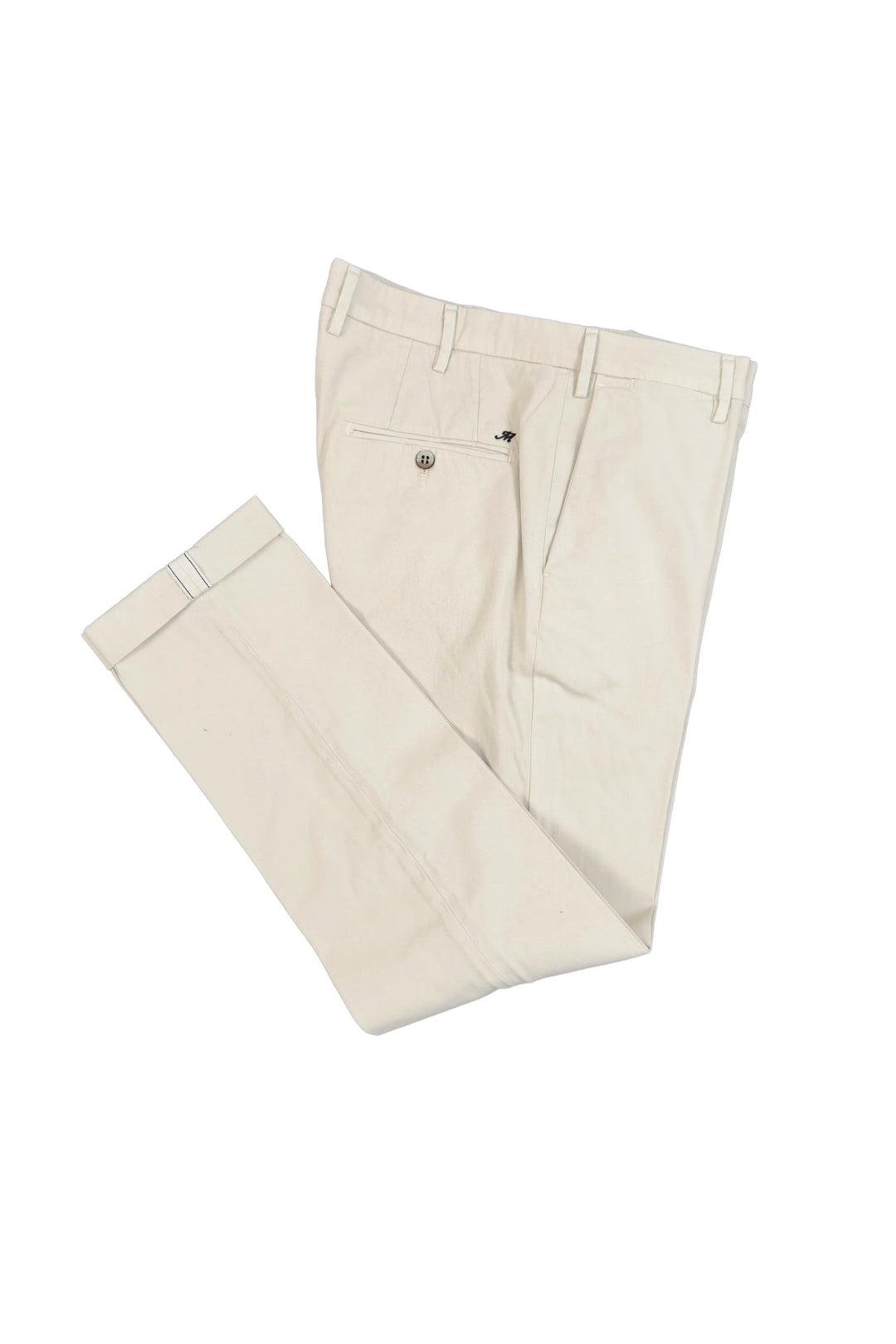 Pair of beige pants on a white background