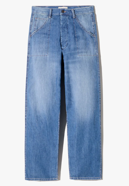 Pair of blue jeans on a white background