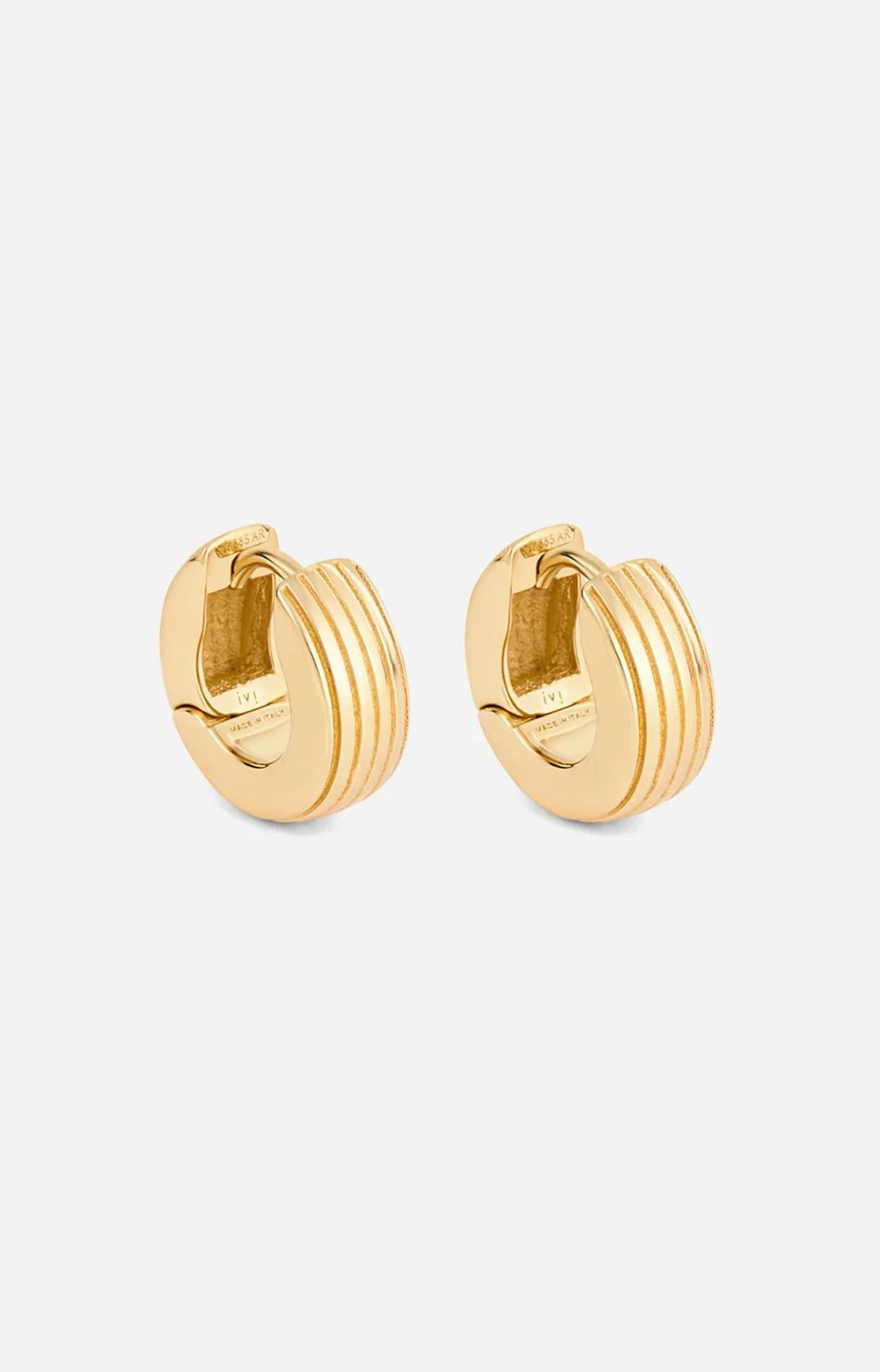 Pair of gold hoop earrings on a white background
