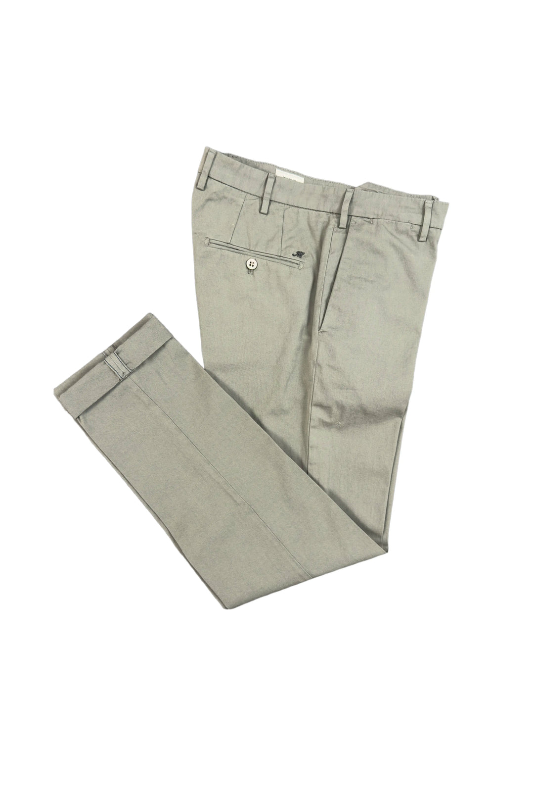 Pair of light gray pants on a white background