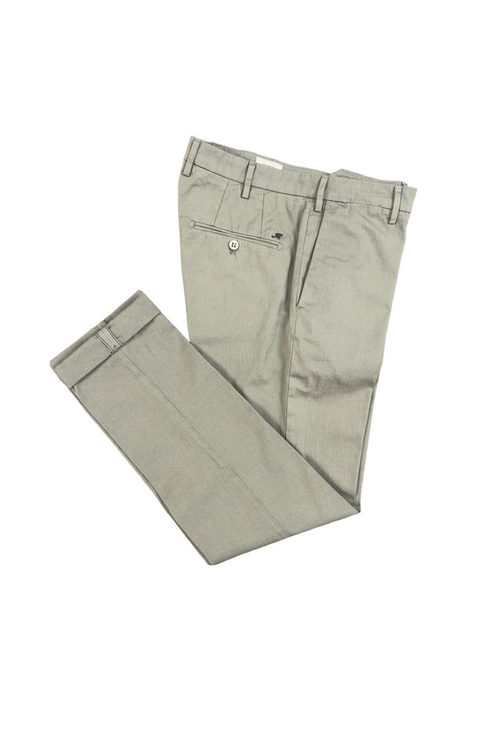 Pair of light gray pants on a white background