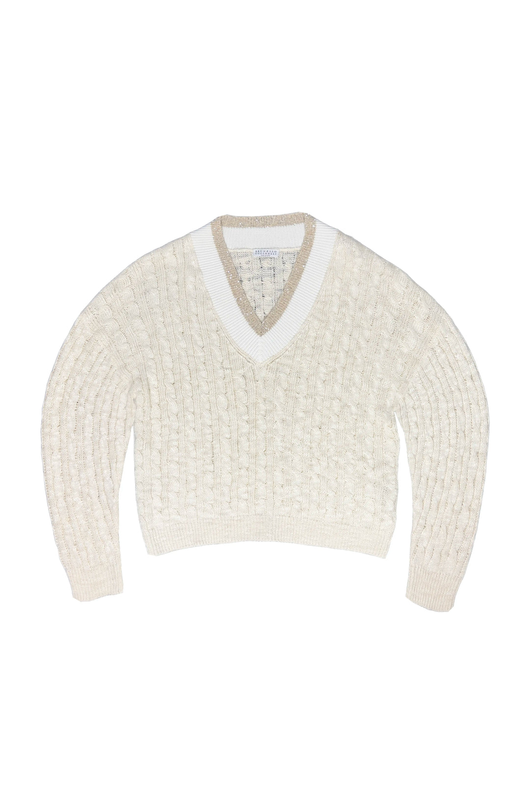 Beige knitted sweater on a white background