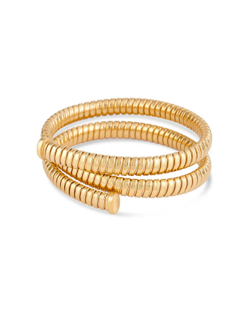 Gold bracelet on a white background