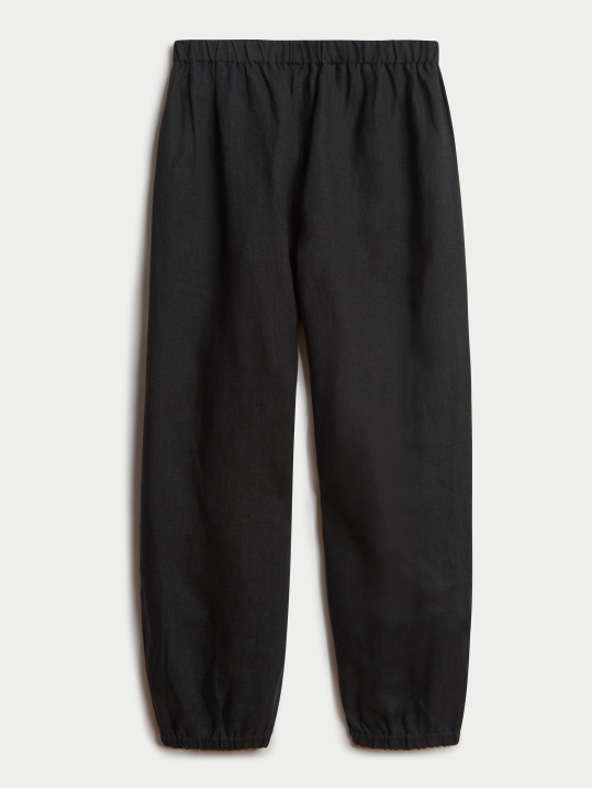 Black pants on a light gray background