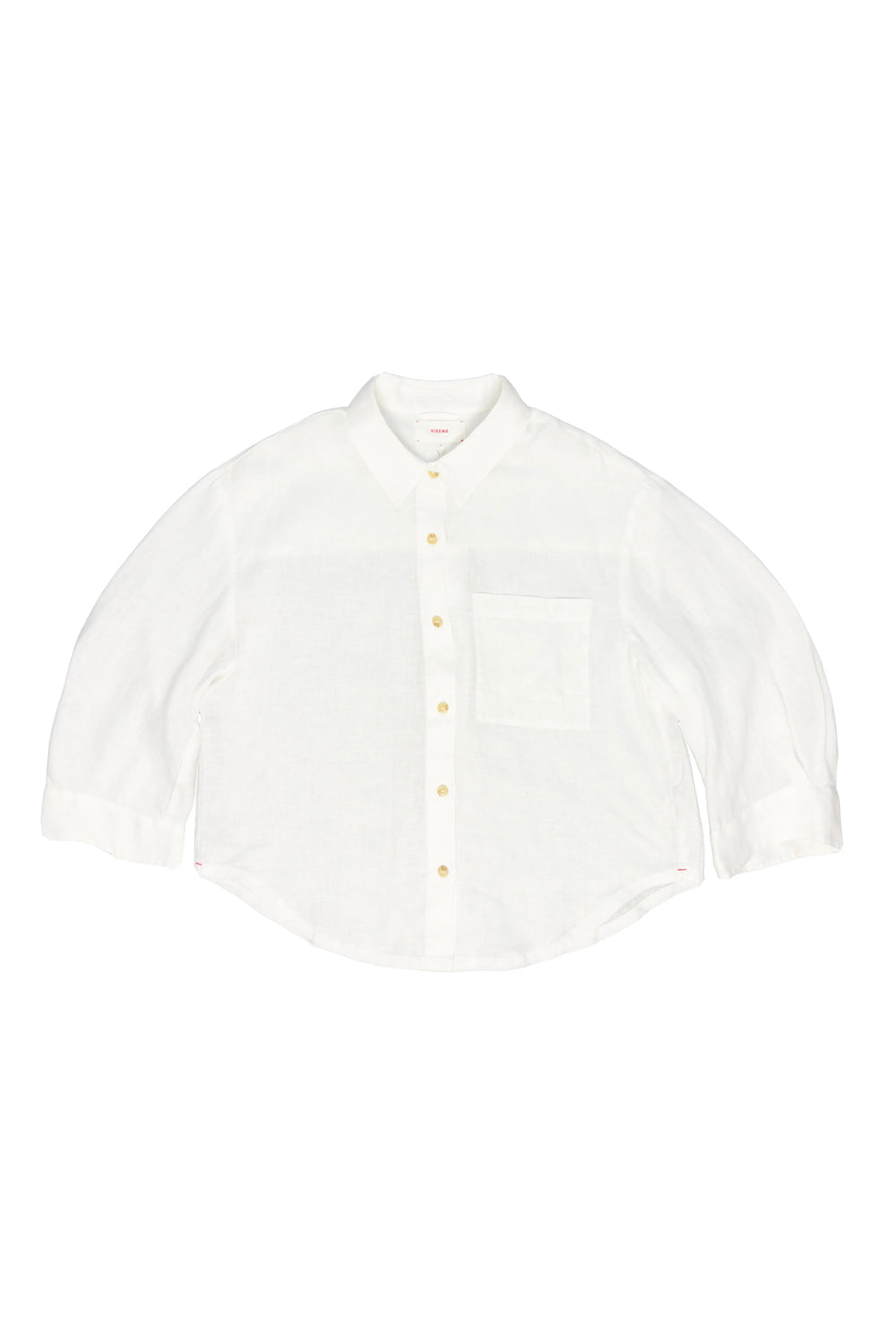 White shirt with yellow buttons on a white background