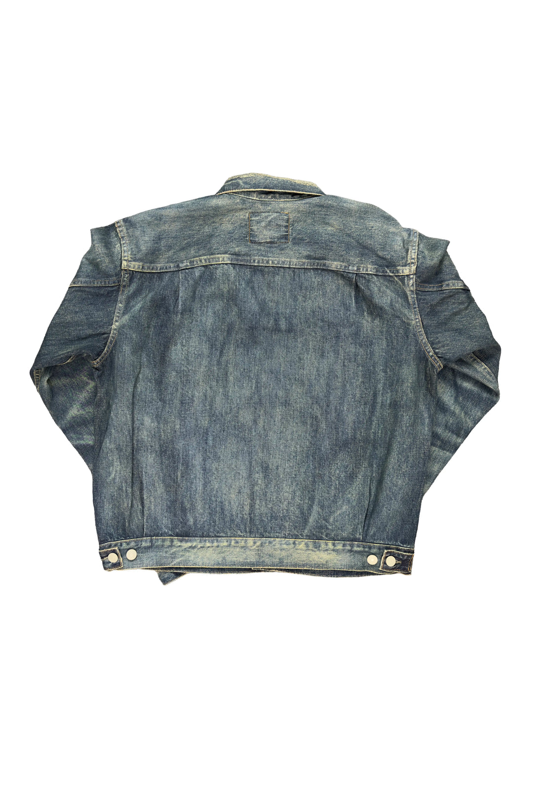 Blue denim jacket on a white background